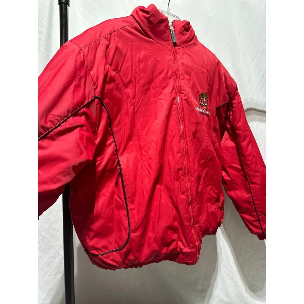 Vintage Maryland Terrapins Black Red Reversible Puffer Jacket  Like New Men's XL